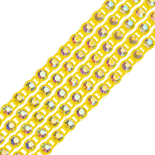 Rhinestone Banding 1yd 1row ss8 Lemon Casing/ Crystal AB