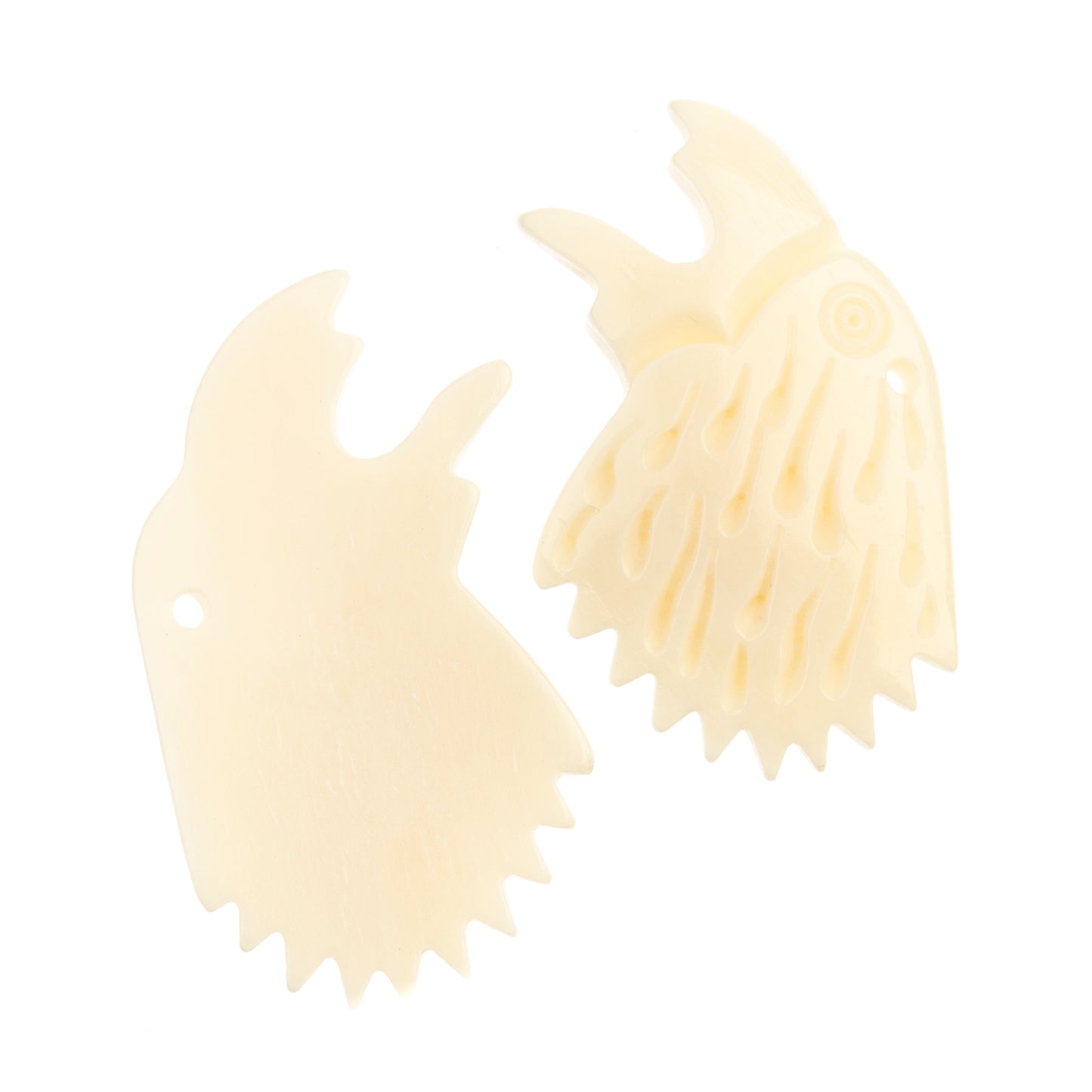 Bone Eagle Head Pendant 2pcs 51x31mm Natural finish work on bone
