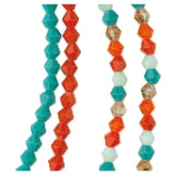 DIY Designer Glass Bead Strand Bicone Teal And Orange Mix 6mm