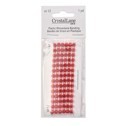 Rhinestone Banding 1yd 1row ss12 Red Casing/ Light Siam