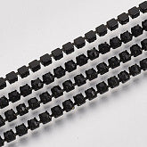 Rhinestone Cup Chains, with Spool, Jet, SS6.5