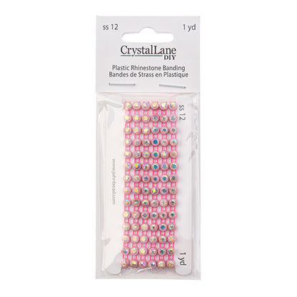 Rhinestone Banding 1yd 1row ss12 Light Pink Casing/ Crystal AB