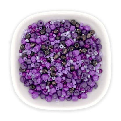 Mixed Seed Bead Assortment, Purple 60gm