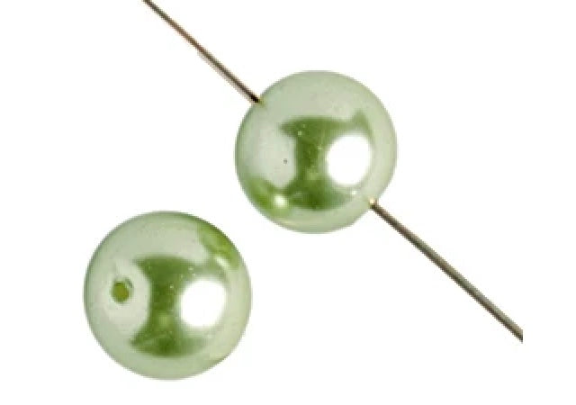 GLASS PEARL ROUND 4mm 2x8" STRUNG LIGHT olivine