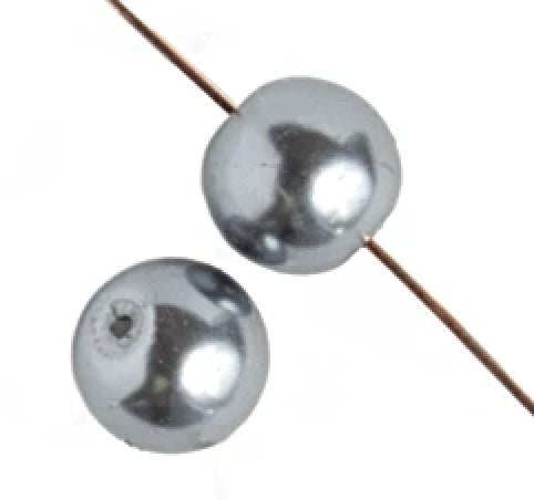 GLASS PEARL ROUND 4mm  2x8" STRUNG Gunmetal