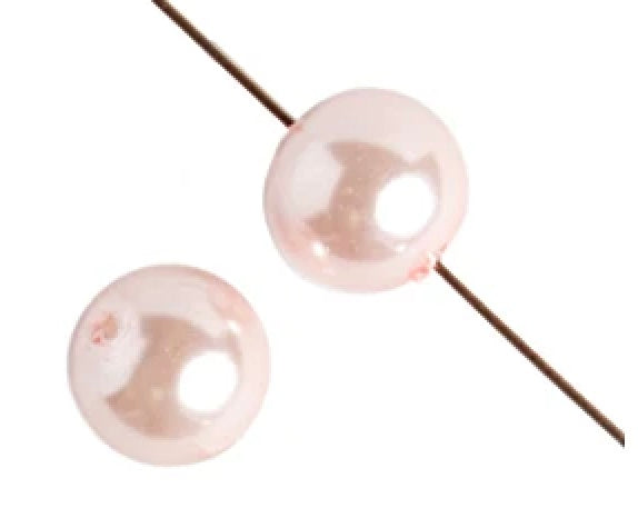 GLASS PEARL ROUND 4mm 2x8" STRUNG light pink