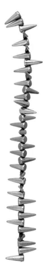 Glass Spike Beads 5x13mm Opaque Black/Chrome Fullcoated