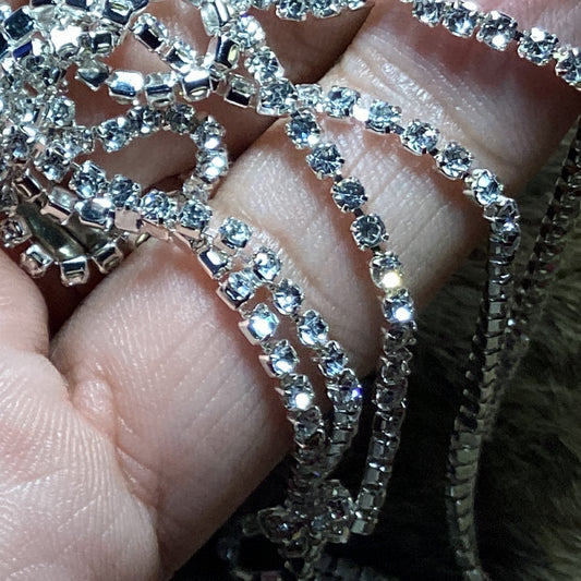 white Crystal rhinestone on silver