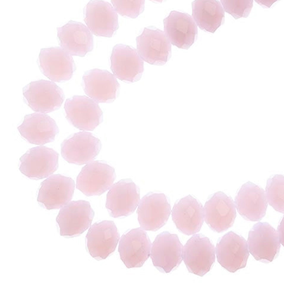 Rondelle 2 Strand 7in (apx58pcs) 6x8mm Opaque Pink