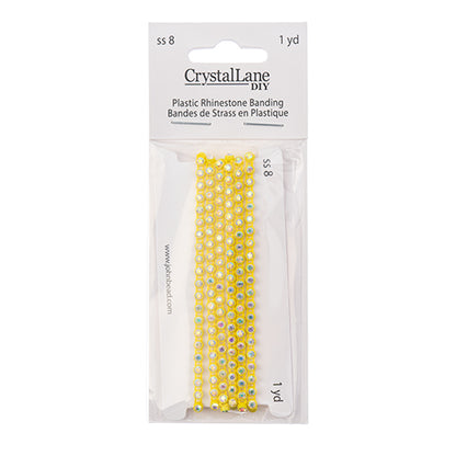 Rhinestone Banding 1yd 1row ss8 Lemon Casing/ Crystal AB