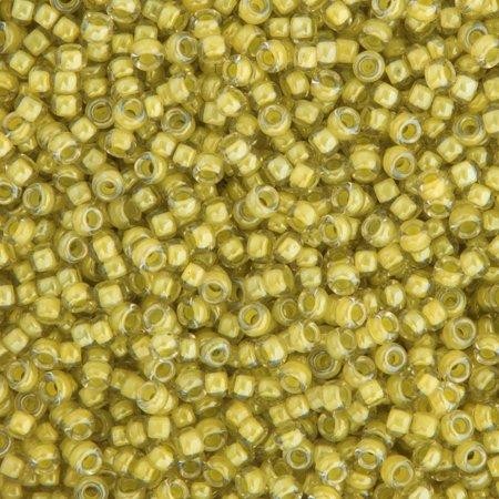 Miyuki Glass Seed Beads 11/0 (22g) Crystal Light Olivine Lined Luster (0378v)