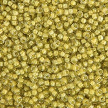 Miyuki Glass Seed Beads 11/0 (22g) Crystal Light Olivine Lined Luster (0378v)