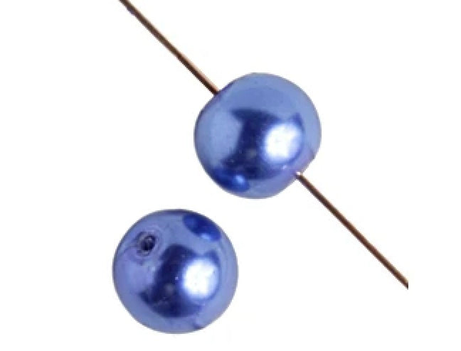 GLASS PEARL ROUND 4mm  2x8"STRUNG TANZANITE