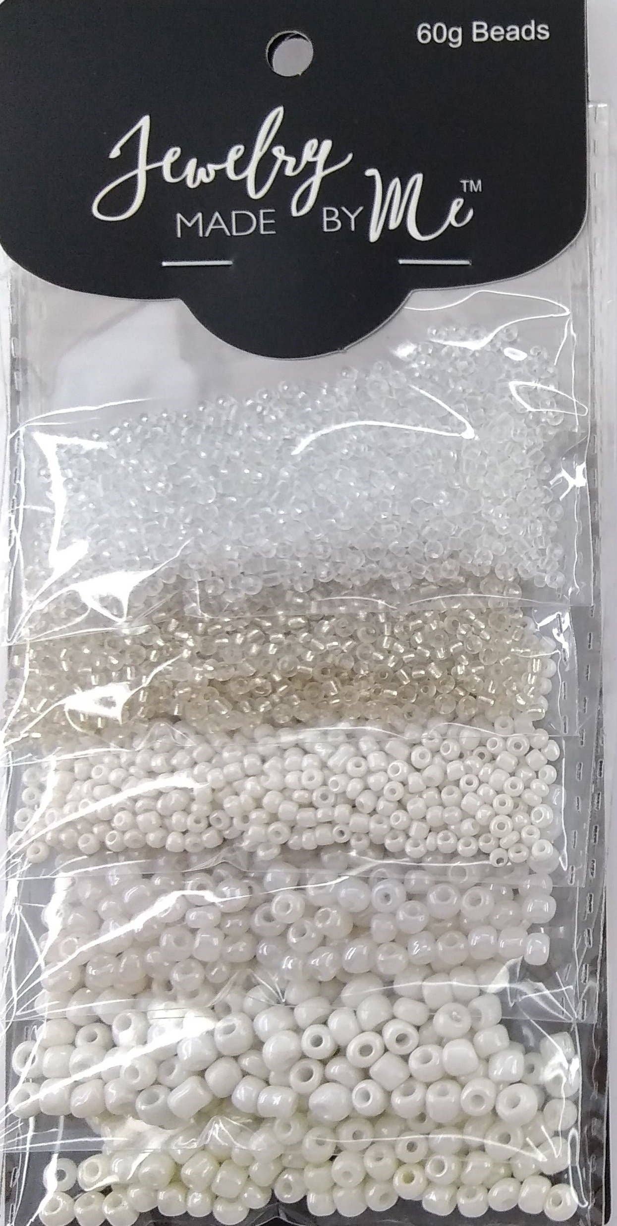 Mixed Seed Bead Assortment, Clear/White 60gm