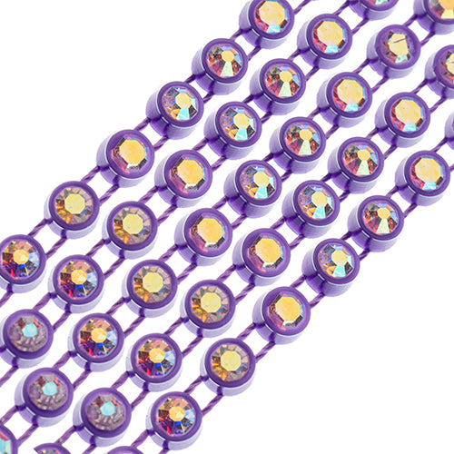 Rhinestone Banding 1yd 1row ss12 Purple Casing/ Crystal AB