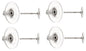 Ear Studs Flat & Barrel Clutch w/plastic LF/NF Silver