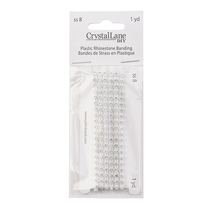 Rhinestone Banding 1yd 1row ss8 White Casing/ Crystal