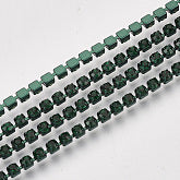 Rhinestone Cup Chains, with Spool, Emerald, SS6.5