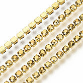 Rhinestone Cup Chains, with Spool, Golden, Golden, SS6.5