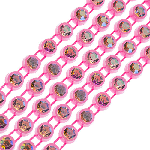 Rhinestone Banding 1yds, Ss12 Pink Casing