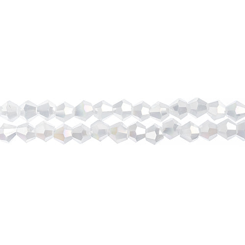 Bicone 2Strand 7in (apx96pcs) 4mm Opaque White Matt AB