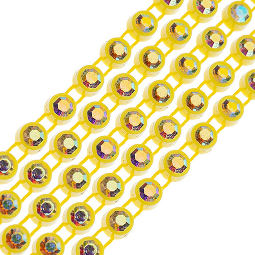 Rhinestone Banding 1yd 1row ss12 Lemon Casing/ Crystal AB