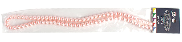 Glass Pearl Round 6mm 2x8" Strung Light Pink