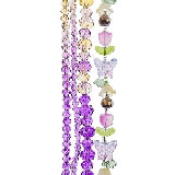 Flower 7in Bead Strand Ombre Yellow to Purple-Butterflies, Bell Flower, Tulip, Round