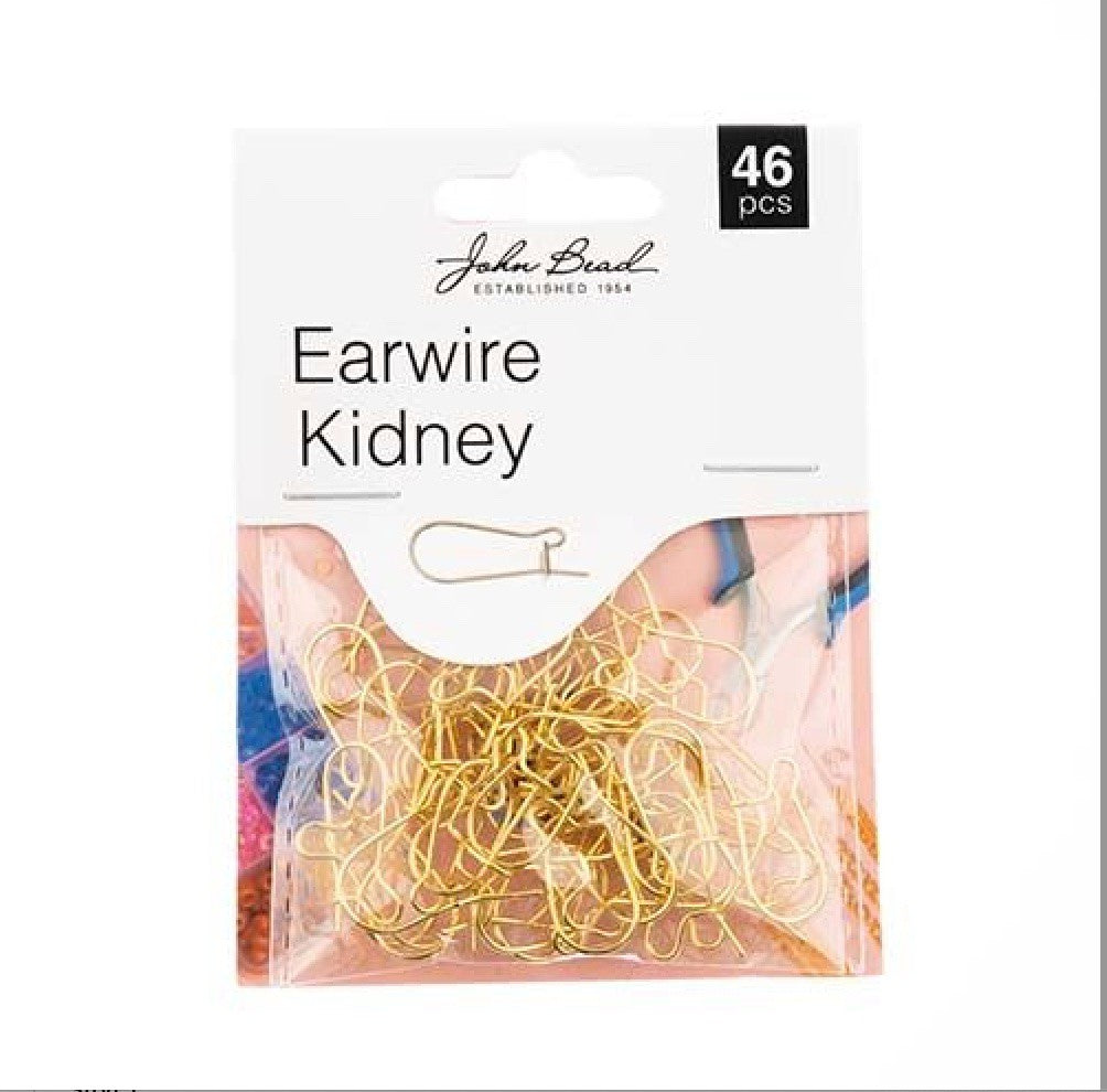 Earwire Kidney (apx 19x10mm) Gold 46pcs