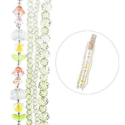 DIY Flower 7in BeadStrand,Tulip7x10mm Flower-6x8mm,Facted Rondelles-3x4,4x6,6x8,8x10mm