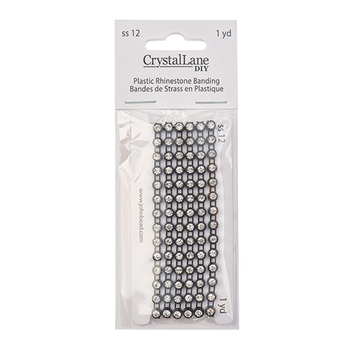 Rhinestone Banding 1yd 1row ss12 Black Casing/ Crystal