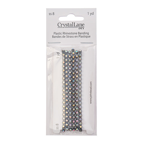 Rhinestone Banding 1yd 1row ss8 Black Casing/ Crystal AB