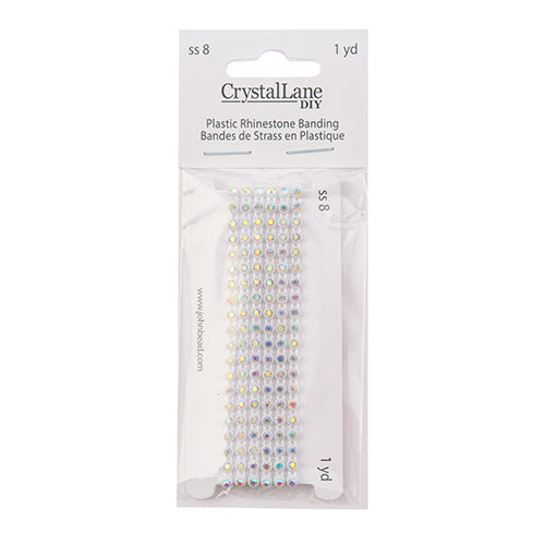 Rhinestone Banding 1yd 1row ss8 White Casing/ Crystal AB
