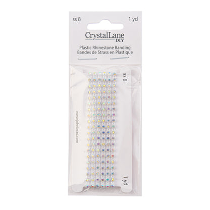 Rhinestone Banding 1yd 1row ss8 White Casing/ Crystal AB