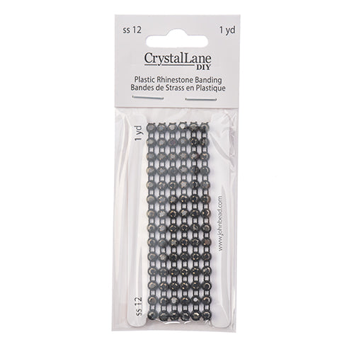 Rhinestone Banding 1yds, Ss12 Black Casing