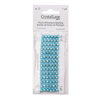 Rhinestone Banding 1yd 1row ss12 Aqua Casing/ Crystal