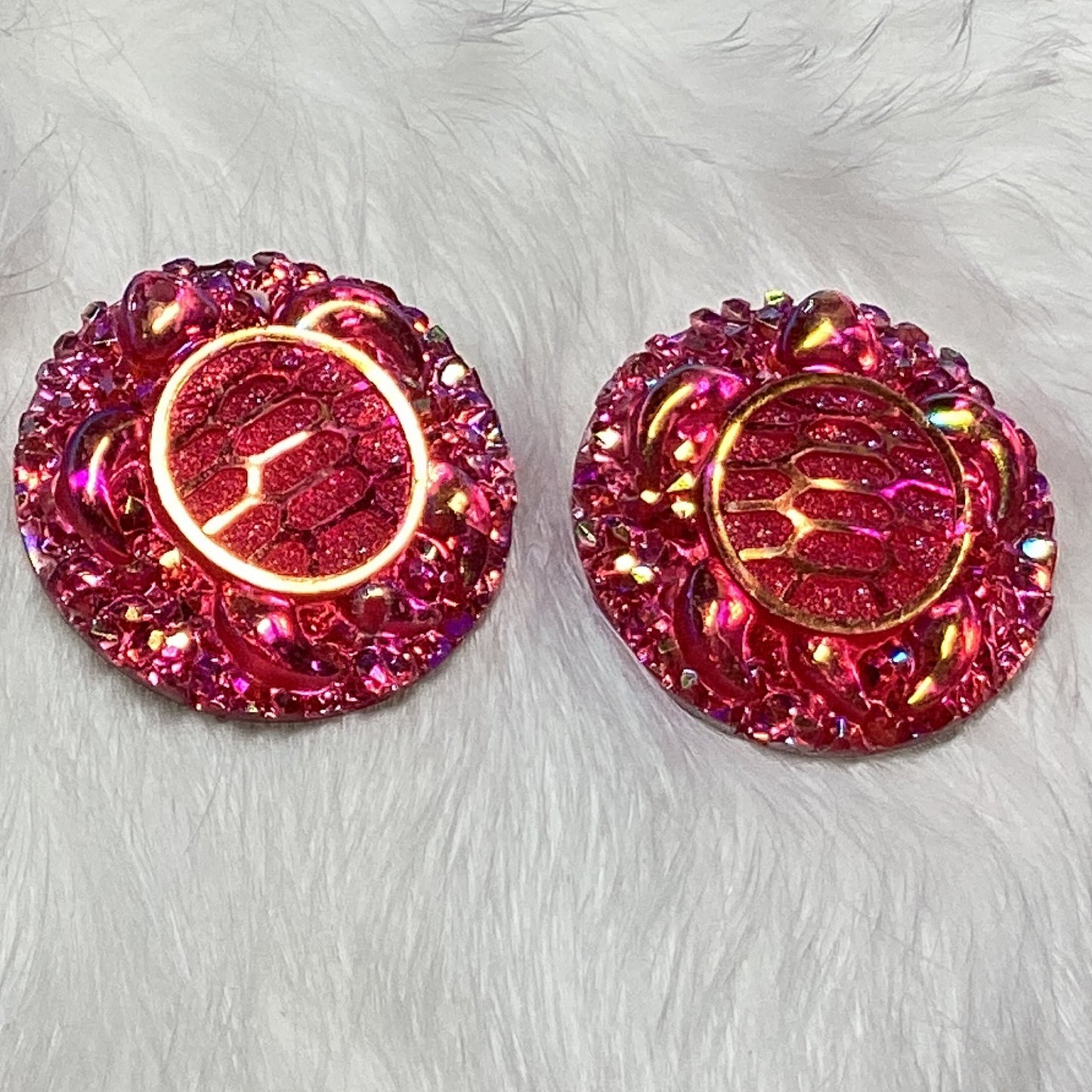 Pink turtle resin cabs 25 mm