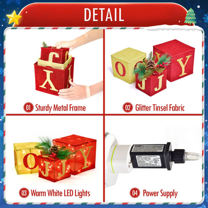 3PCS Christmas Lighted Gift Boxes: Illuminate Your Holiday