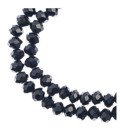 Rondelle 2 Strand 7in (apx78pcs) 4x6mm Opaque Black