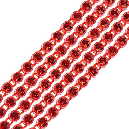 Rhinestone Banding 1yd 1row ss8 Red Casing/ Light Siam