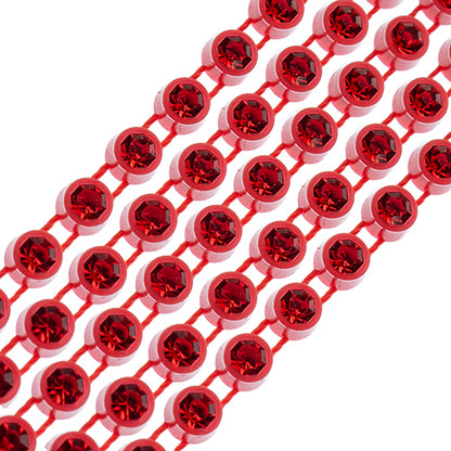 Rhinestone Banding 1yd 1row ss12 Red Casing/ Light Siam